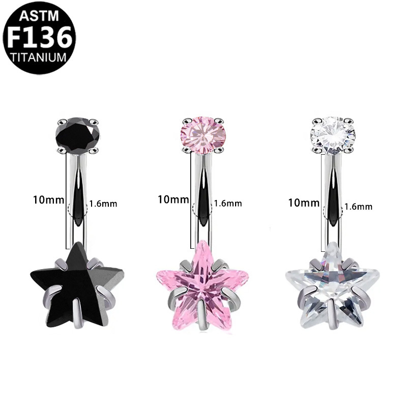 Пъпна халка от титанова сплав, сърцевидна форма, вътрешна резба, цирконова вставка, прост унисекс дизайн