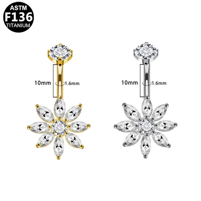 Пъпна халка от титанова сплав, сърцевидна форма, вътрешна резба, цирконова вставка, прост унисекс дизайн