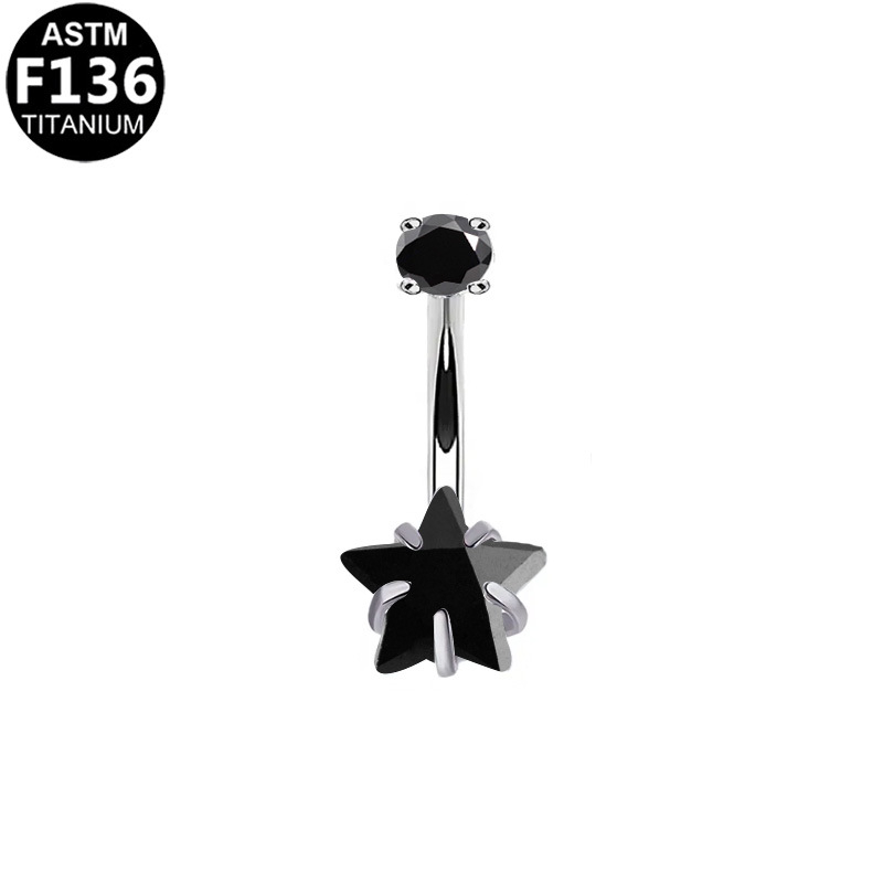 Пъпна халка от титанова сплав, сърцевидна форма, вътрешна резба, цирконова вставка, прост унисекс дизайн