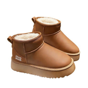 Дамски снегоботи с платформа и дебела подметка, зимни водоустойчиви, вътрешност с топъл флис, Goodyear подметка