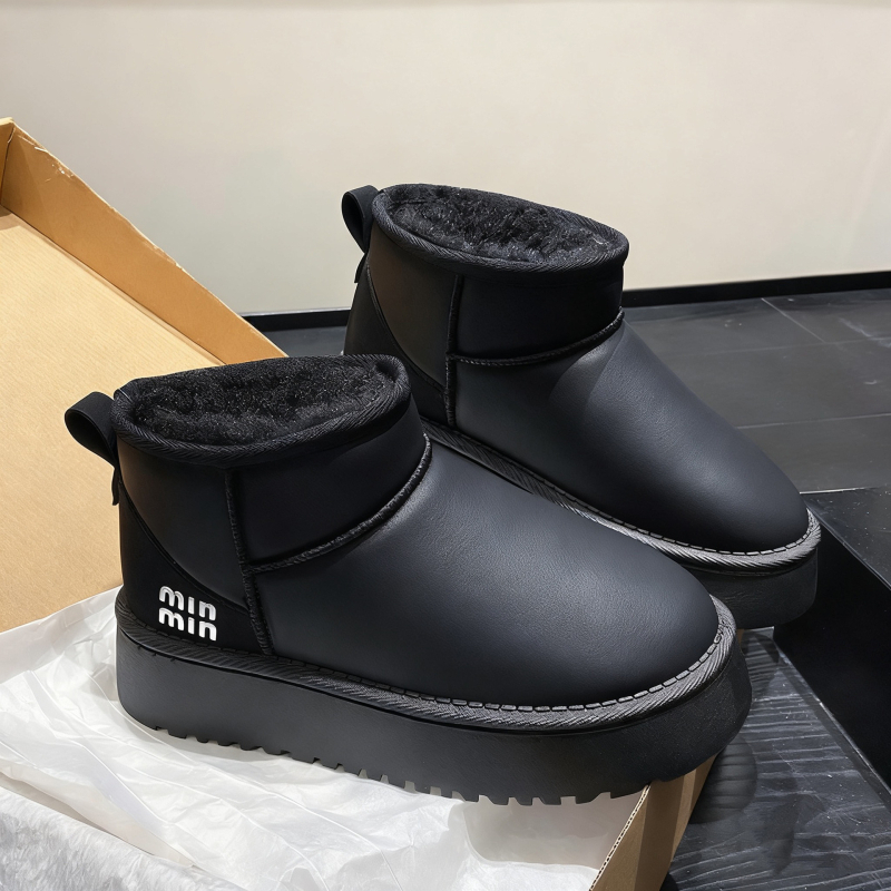 Дамски снегоботи с платформа и дебела подметка, зимни водоустойчиви, вътрешност с топъл флис, Goodyear подметка