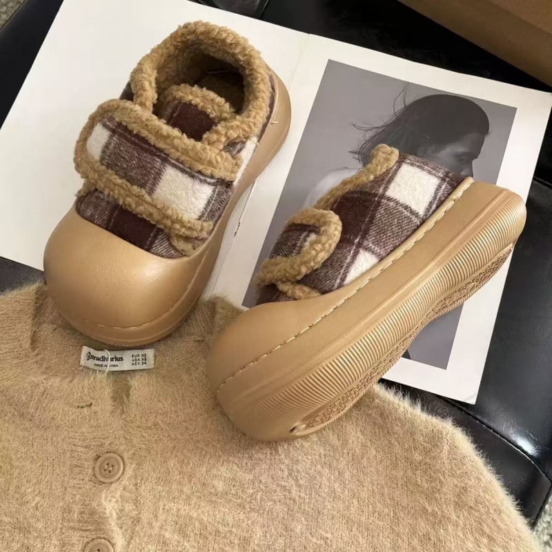 Снежни ботуши за жени - висок връх, EVA горна част, дебела подметка, подплата от изкуствен къс пух, 3–5 см ток, зима 2025