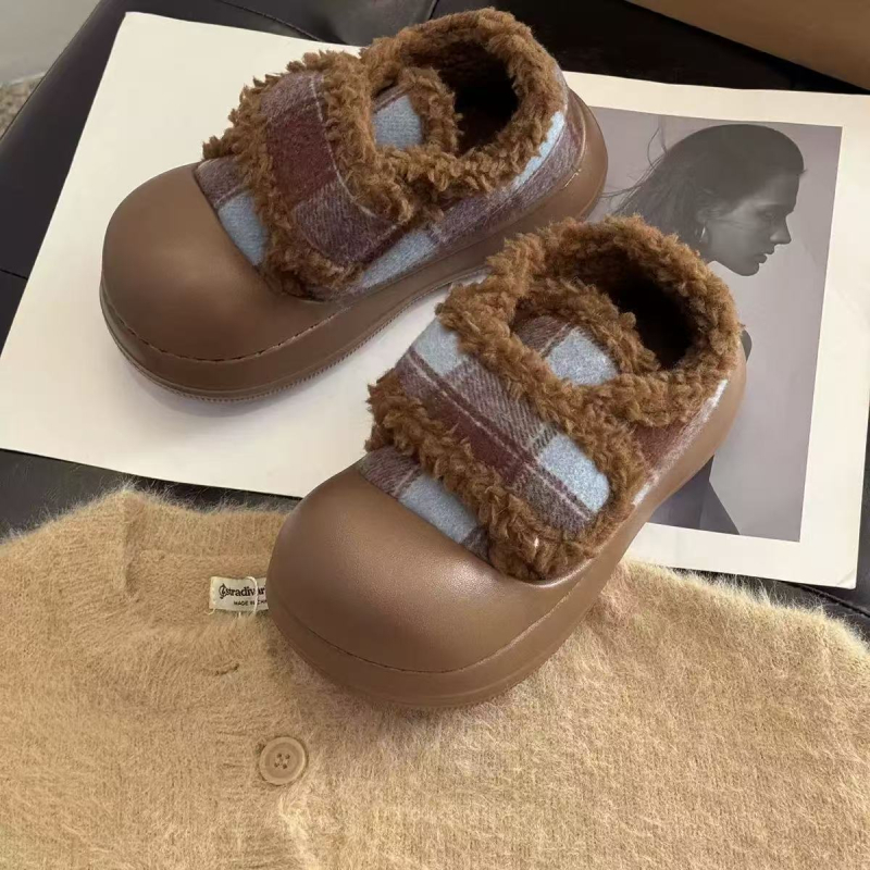 Снежни ботуши за жени - висок връх, EVA горна част, дебела подметка, подплата от изкуствен къс пух, 3–5 см ток, зима 2025