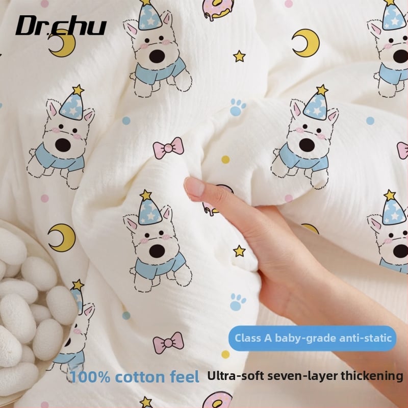 Ühekordne neljaosaline voodipesu komplekt – sisaldab katte, linad ja padjakatted – puuvillane tekstuur – Doctor Chu – reisidele/hotellidele