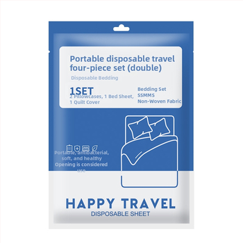 Vienkartinis lovos užvalkalų komplektas: pakloda, antklodės užvalkalas ir pagalvių užvalkalai – keturių arba trijų dalių rinkinys; medžiaga: SSMMS nepluoštas audinys.