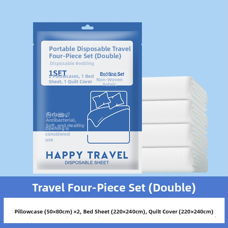 Vienkartinis lovos užvalkalų komplektas: pakloda, antklodės užvalkalas ir pagalvių užvalkalai – keturių arba trijų dalių rinkinys; medžiaga: SSMMS nepluoštas audinys.