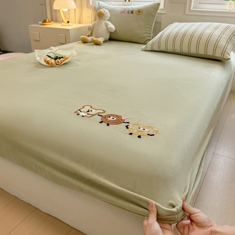 Prekrivač za krevet od velura, 3-djelni set, izšiven, reaktivno bojanje, moderan minimalistički stil