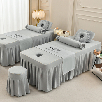 Navlaka za krevet u kozmetičkom salonu — Četiri sezone, univerzalni terapeutski masažni list s posteljom suknjom, stil princeze; Materijal: kemijska vlakna; Pletenje: twill; Otisak i bojanje: reaktivno otiskivanje