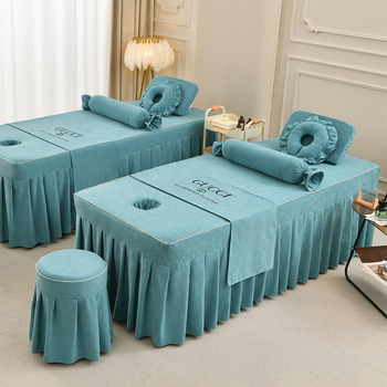 Navlaka za krevet u kozmetičkom salonu — Četiri sezone, univerzalni terapeutski masažni list s posteljom suknjom, stil princeze; Materijal: kemijska vlakna; Pletenje: twill; Otisak i bojanje: reaktivno otiskivanje