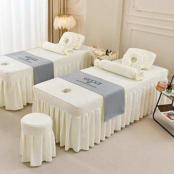 Navlaka za krevet u kozmetičkom salonu — Četiri sezone, univerzalni terapeutski masažni list s posteljom suknjom, stil princeze; Materijal: kemijska vlakna; Pletenje: twill; Otisak i bojanje: reaktivno otiskivanje