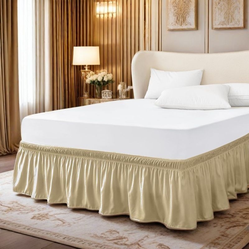 Ágytakaró szoknya gumiszalaggal, csúszásmentes dizájn, bolyhosított szövet, reaktív festés, vegyi rost, európai és amerikai stílus
