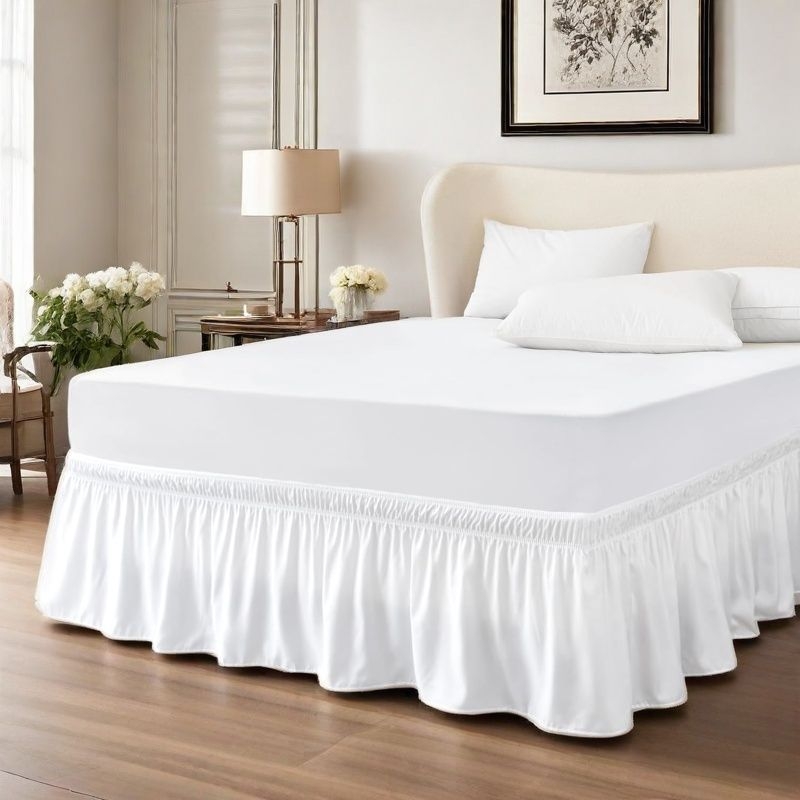Ágytakaró szoknya gumiszalaggal, csúszásmentes dizájn, bolyhosított szövet, reaktív festés, vegyi rost, európai és amerikai stílus