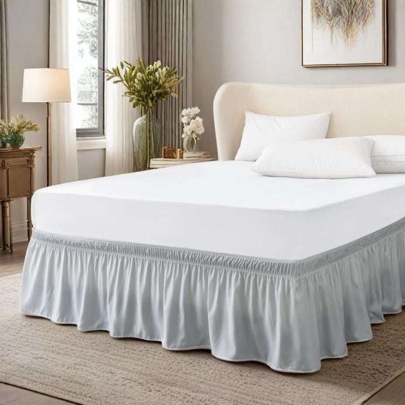 Ágytakaró szoknya gumiszalaggal, csúszásmentes dizájn, bolyhosított szövet, reaktív festés, vegyi rost, európai és amerikai stílus