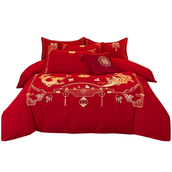 Pulmade jaoks neljaosaline voodipesukomplekt, tikandiga ja reaktiivse trükiga ning värvimisega, kohandatav, keemiliste kiudude materjal