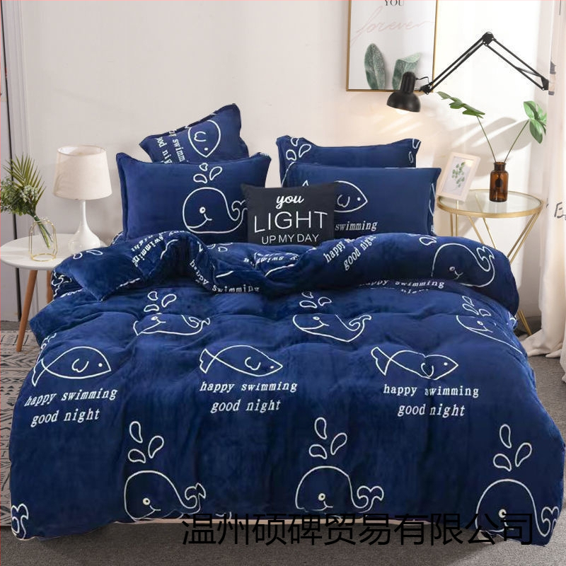 Polüesteri voodipesu kate korallo fleece'iga, prantsuse stiil, reaktiivne trükkimine, kaal 1500–2000 g