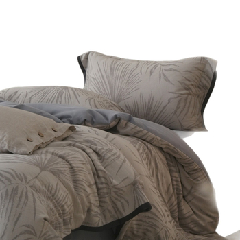 Négy részes ágyneműkészlet – Pamut és len, virágos növényi mintázat, szálak mentén színezett, jacquard szövés