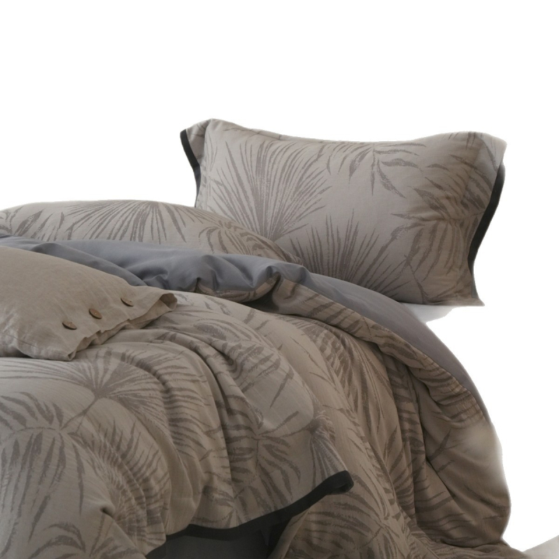 Négy részes ágyneműkészlet – Pamut és len, virágos növényi mintázat, szálak mentén színezett, jacquard szövés