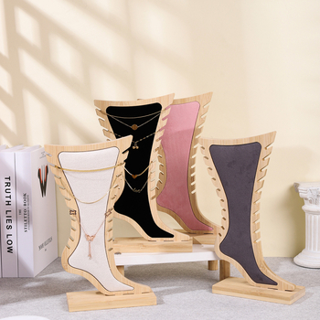 Стойка за бижута с бамбук и коноп, квадратна, едноетажна, луксозна, лято 2024