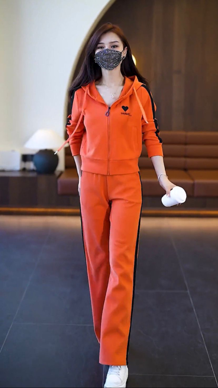 Ženski dvodijelni casual set s 3D uzorkom, poliester/spandeks smjesa, japansko-korejski stil