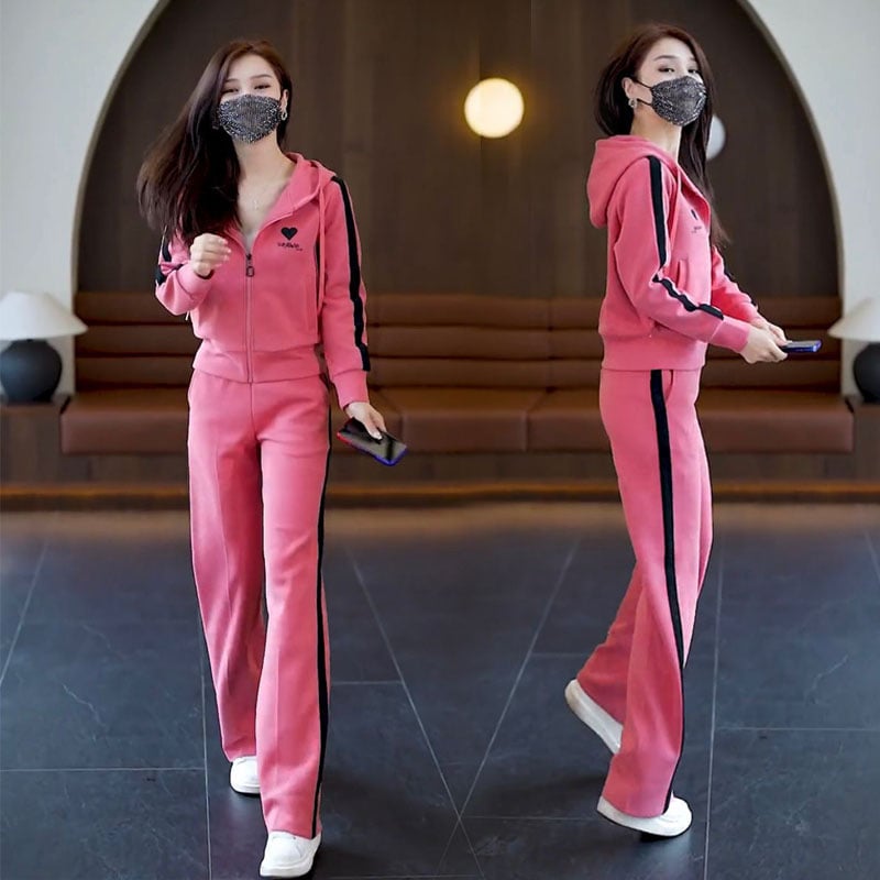 Ženski dvodijelni casual set s 3D uzorkom, poliester/spandeks smjesa, japansko-korejski stil