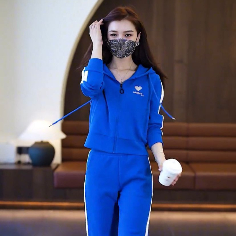 Ženski dvodijelni casual set s 3D uzorkom, poliester/spandeks smjesa, japansko-korejski stil