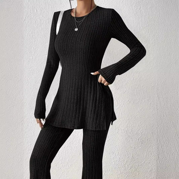 Leisure dvodjelni set, dugi rukav, bez glačanja, Spandex-acetat-poliester smjesa, japansko-korejski stil, jesen 2023