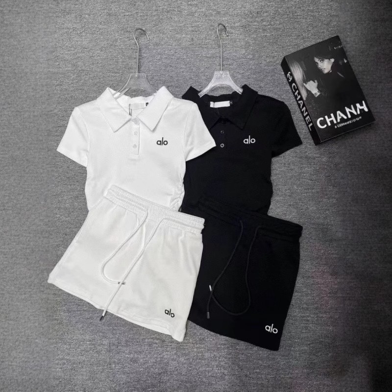 Ženski polo set majica i suknja koja pristaje bokovima, ljeto 2025, pamuk 95%+, top s flutter rukavima, dugi rukav