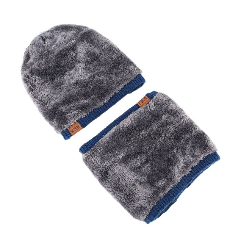 Talvise kolmeosaline komplekt: müts, sall ja kindad – fliisiga vooderdatud, kootud puuvill, twill-kangas