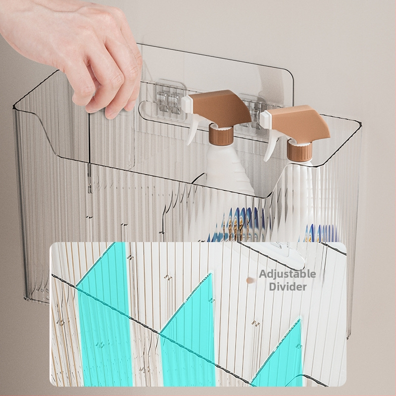 Virtuves skapja durvju uzglabāšanas kastīte, sienas stiprinājums, bez urbumiem, PET plastmasa, 2L tilpums