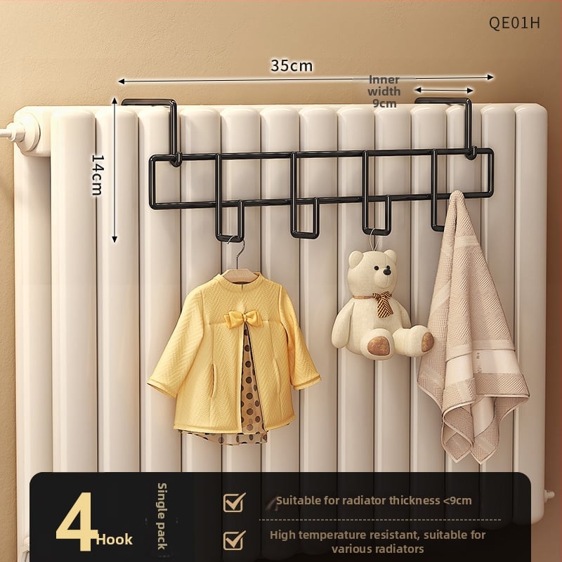 Radiátorkarika – lyuk nélküli, univerzális, vastított, hőálló (szénacél, teherbírás 10 kg, akasztó)