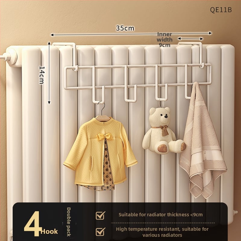 Radiátorkarika – lyuk nélküli, univerzális, vastított, hőálló (szénacél, teherbírás 10 kg, akasztó)