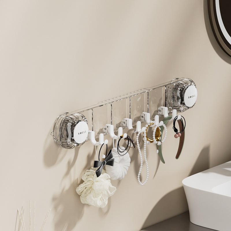 PET kuka s vakuumom – bez bušenja, čvrsta montaža na zidu u kupaonici, s rotirajućom glavom i nizom kuki (5–10 kg)