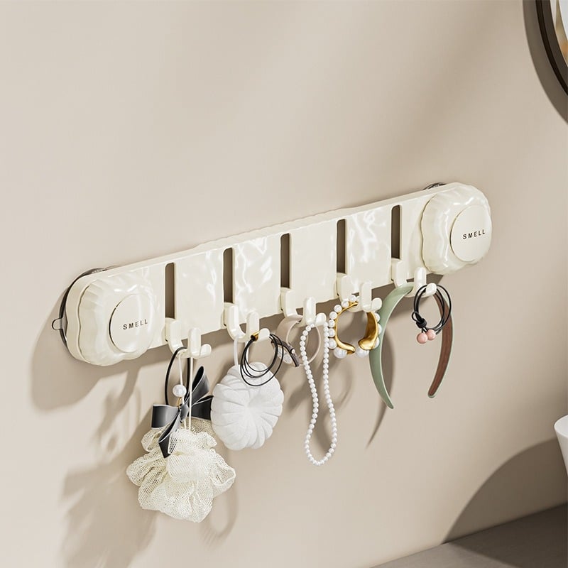 PET kuka s vakuumom – bez bušenja, čvrsta montaža na zidu u kupaonici, s rotirajućom glavom i nizom kuki (5–10 kg)