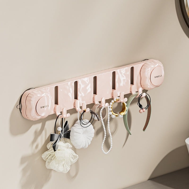 PET kuka s vakuumom – bez bušenja, čvrsta montaža na zidu u kupaonici, s rotirajućom glavom i nizom kuki (5–10 kg)