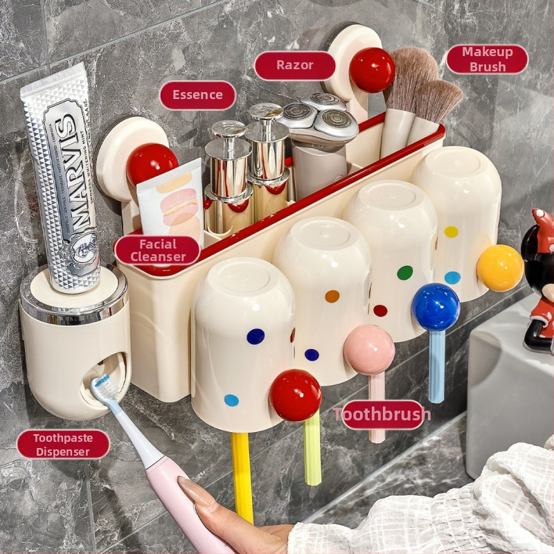 Seinasse paigaldatav hambaharja hoidik vaakumkorgiga, puurimisevaba, UV desinfitseerimine, kohandatav