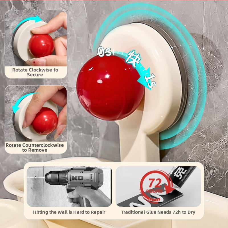 Seinasse paigaldatav hambaharja hoidik vaakumkorgiga, puurimisevaba, UV desinfitseerimine, kohandatav