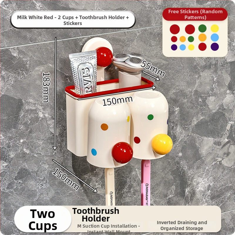 Seinasse paigaldatav hambaharja hoidik vaakumkorgiga, puurimisevaba, UV desinfitseerimine, kohandatav