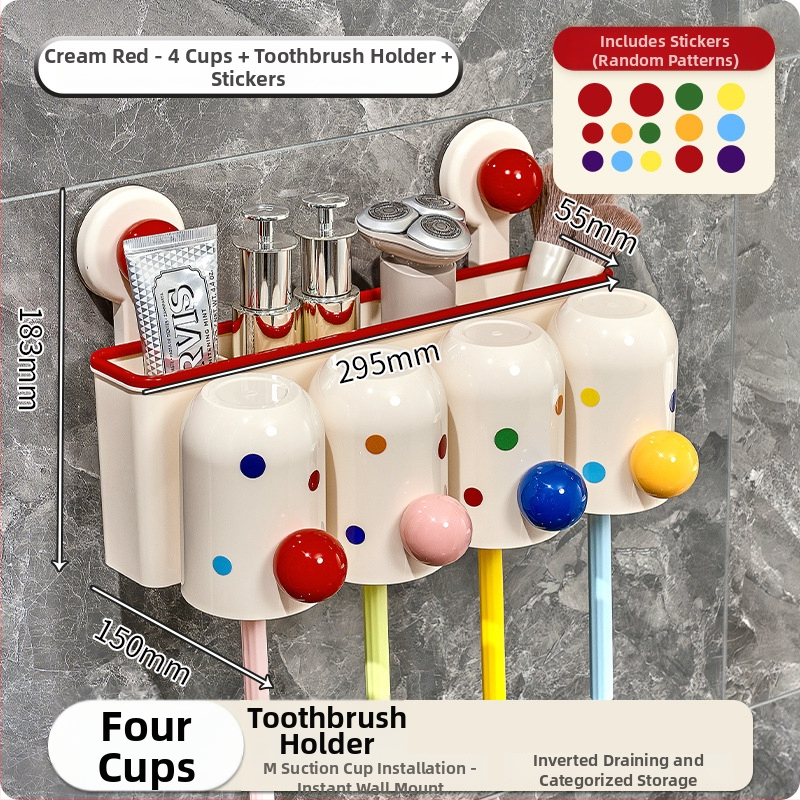 Seinasse paigaldatav hambaharja hoidik vaakumkorgiga, puurimisevaba, UV desinfitseerimine, kohandatav