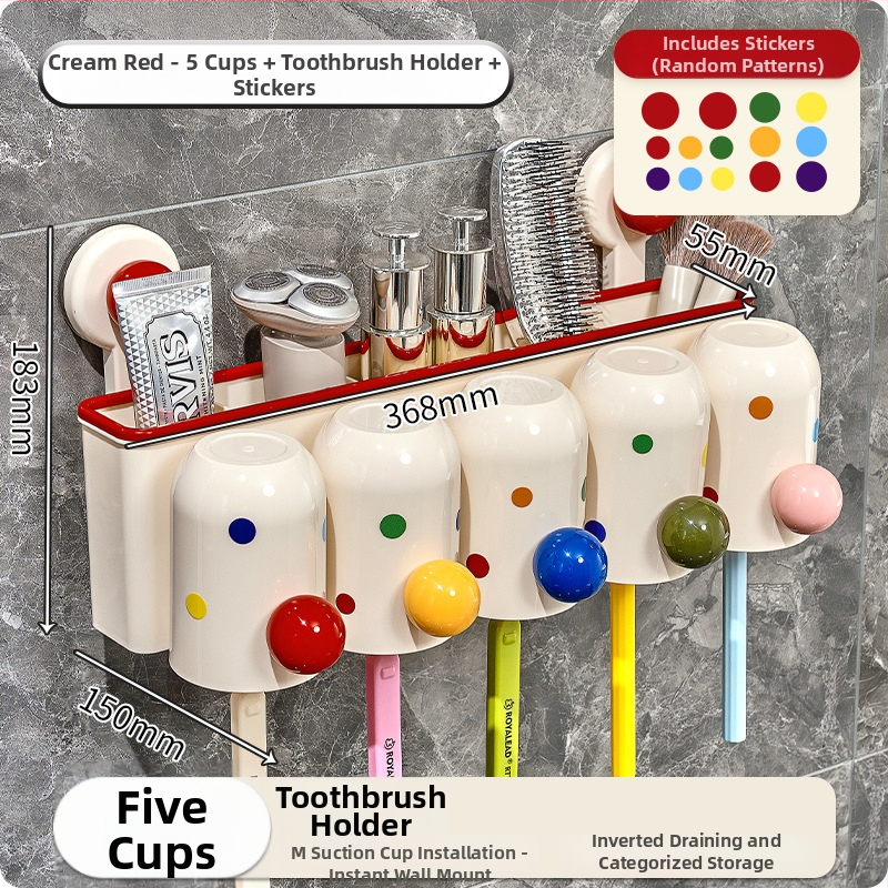 Seinasse paigaldatav hambaharja hoidik vaakumkorgiga, puurimisevaba, UV desinfitseerimine, kohandatav