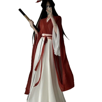 Hanfu Ruqun komplekts, Han dinastijas stilā, piedurknes ar bultiņu formu, burtiem/skaitļiem/tekstu raksts, TR audums (70-80% poliestera)