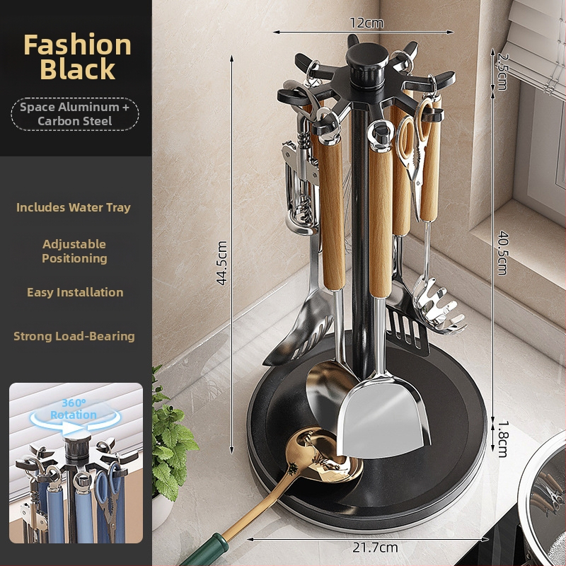 Pöörlev spatulakaupa tööpinna jaoks, seina köögitarvikute organiseerija, Space alumiinium, ilma paigalduseta