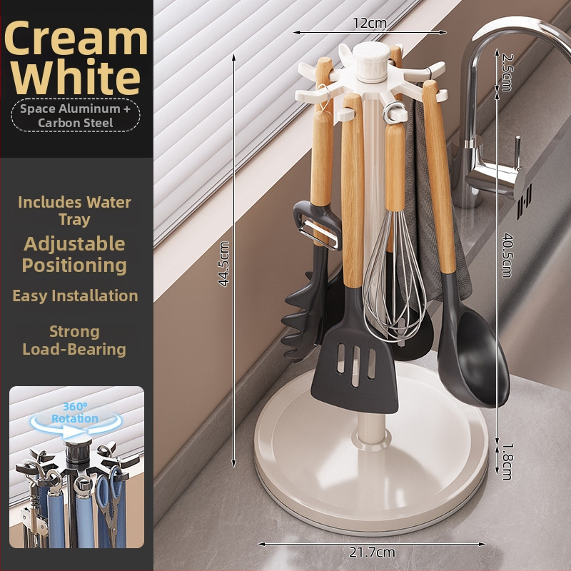 Pöörlev spatulakaupa tööpinna jaoks, seina köögitarvikute organiseerija, Space alumiinium, ilma paigalduseta