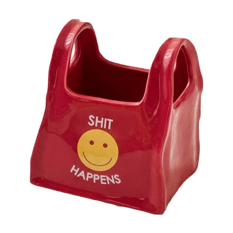 Keramikas galda organizators ar smaidošu seju motīvu — daudzfunkcionāla uzglabāšana pildspalvām un kosmētikai, 300 ml tilpums, mūsdienīgs minimālisks stils