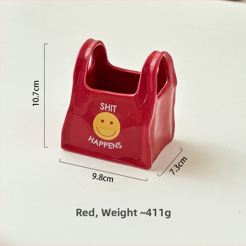 Keramikas galda organizators ar smaidošu seju motīvu — daudzfunkcionāla uzglabāšana pildspalvām un kosmētikai, 300 ml tilpums, mūsdienīgs minimālisks stils