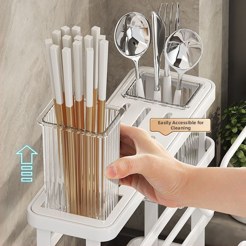 Roostevabast terasest köögihoidik koos nuga hoidja ja lõikelaua hoidjaga, integreeritud mitmetasandiline lauorganisaator