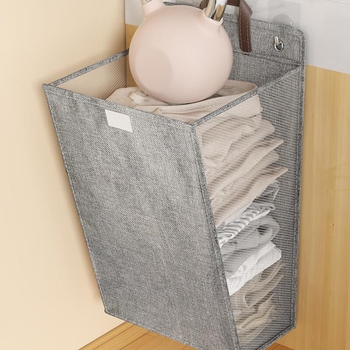 Кош за мръсно пране - голям капацитет, сгъваем, стенен монтаж за баня, модерен минималистичен дизайн