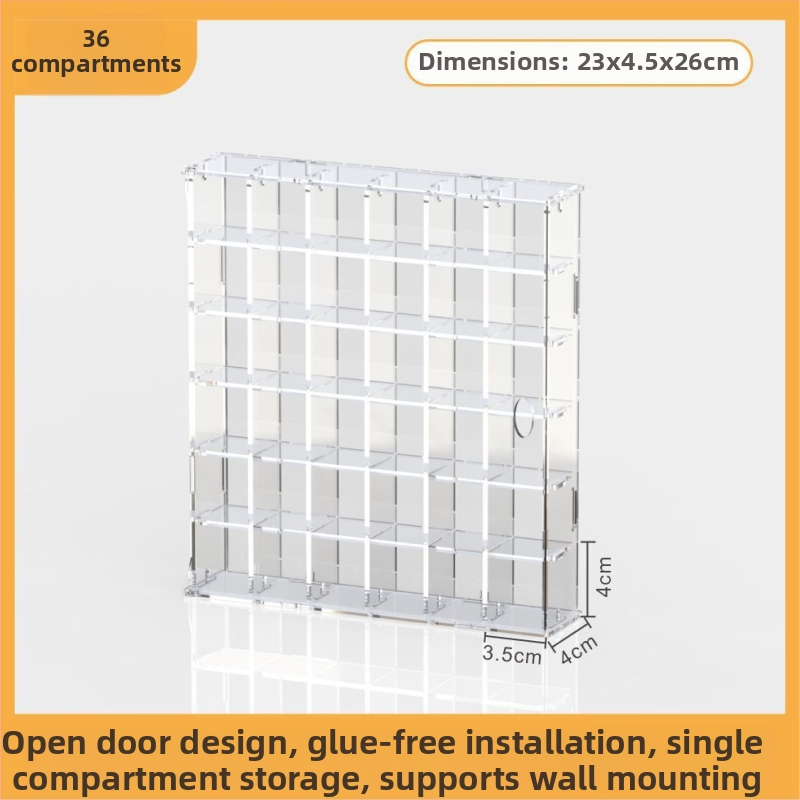Caurskatāma akrila vitrīna figūrām, sienas piestiprināšanai, noņemama, 18 L ietilpība