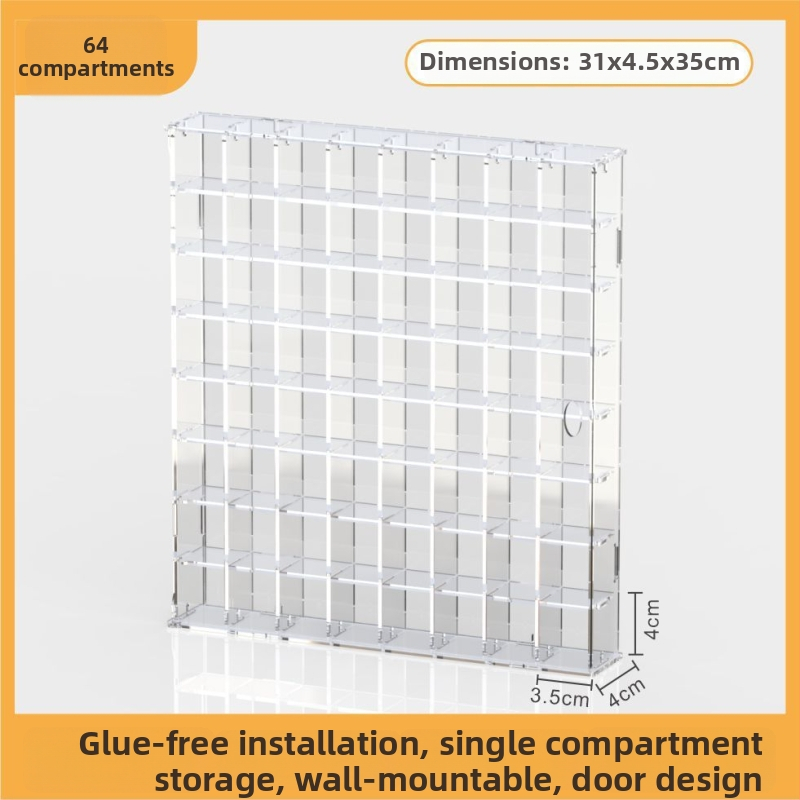 Caurskatāma akrila vitrīna figūrām, sienas piestiprināšanai, noņemama, 18 L ietilpība