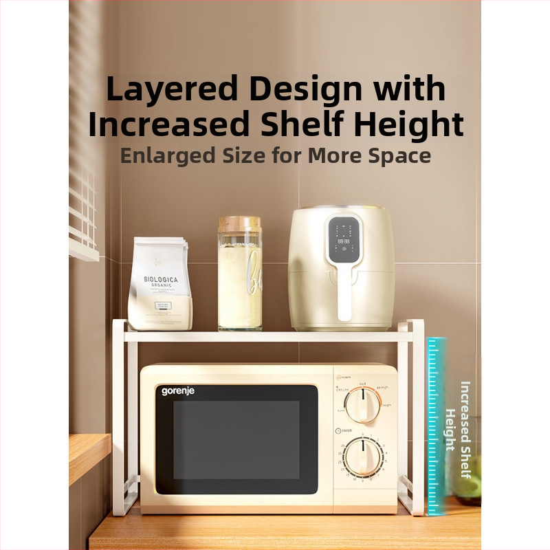 Seinasse paigaldatav köögiriiul mikrolaineahjule ja nõudele, kihiline riiul taldrikutele ja maitseainetele, kaasaegne minimalistlik disain, paigalduseta