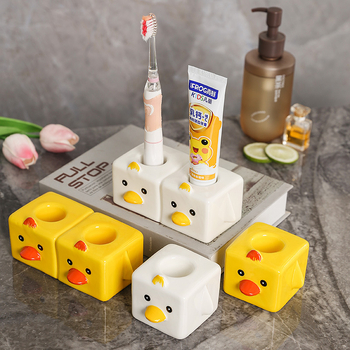 Keramički držač četkica i paste za zube, zidni, bez bušenja, kupaonica, dizajn patke